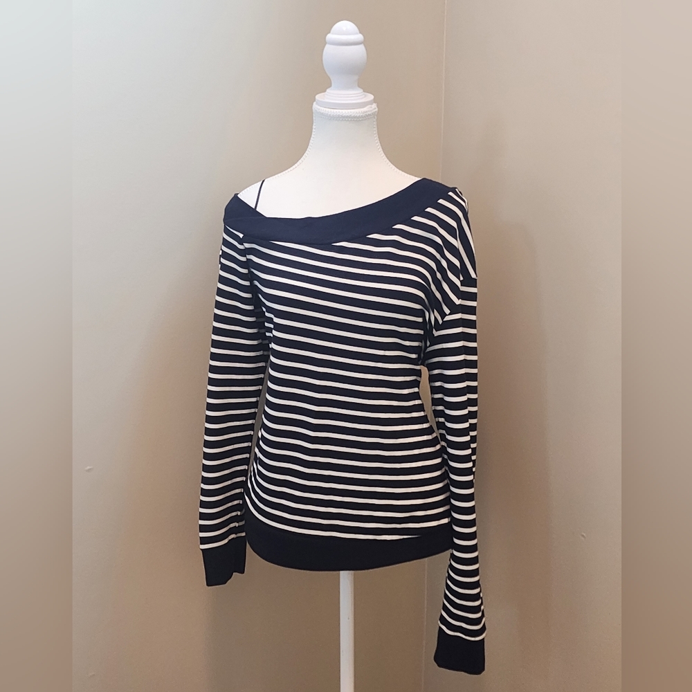 Banana Republic Navy and White Striped Top